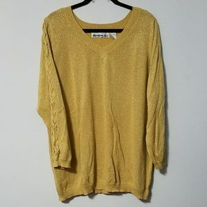 Beautiful Denim 24/7 gold sweater, 1X fits 2X